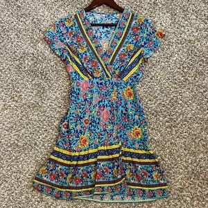 Floral Blue Mini Dress
